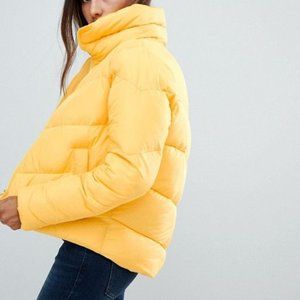 ABERCROMBIE & FITCH YELLOW PUFFER JACKET & HAT